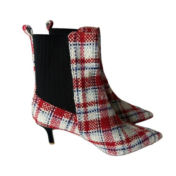 Jaggar The Label Tweed Pointed Toe Booties Red Size 9 - Picture 1 of 5